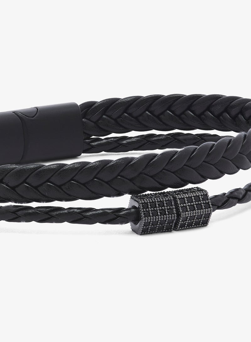 Seventy Five Layered Braided Leather Magnetic Clasp Bracelet - Image 3